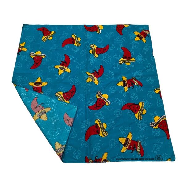 Vintage Hav-A-Hank Red Chili Peppers in Sombreros Bandanna Scarf Kerchief NWOT - Picture 4 of 11